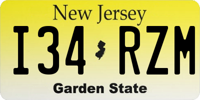 NJ license plate I34RZM