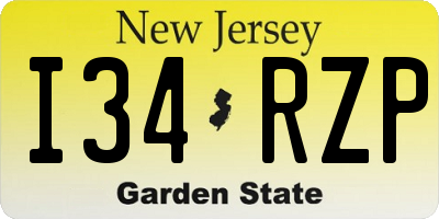NJ license plate I34RZP