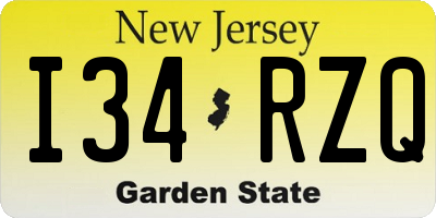 NJ license plate I34RZQ
