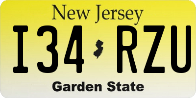 NJ license plate I34RZU