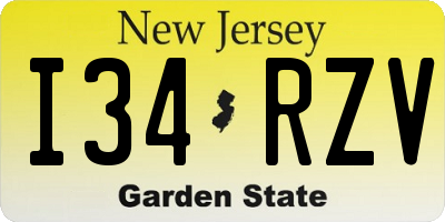 NJ license plate I34RZV