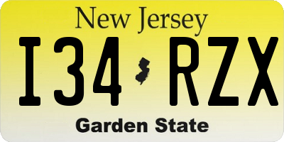 NJ license plate I34RZX