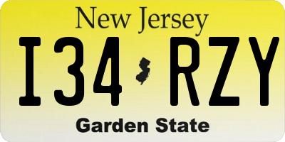NJ license plate I34RZY