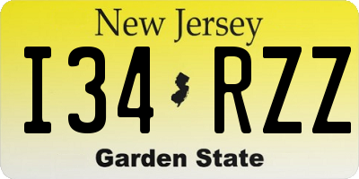 NJ license plate I34RZZ