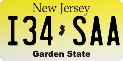 NJ license plate I34SAA