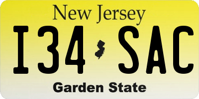 NJ license plate I34SAC