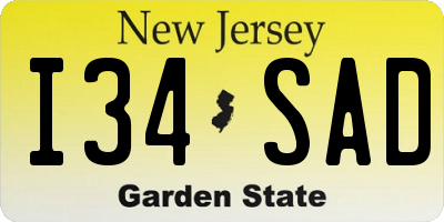 NJ license plate I34SAD