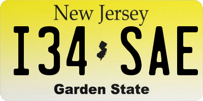 NJ license plate I34SAE