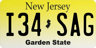 NJ license plate I34SAG