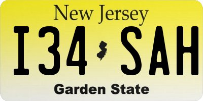 NJ license plate I34SAH