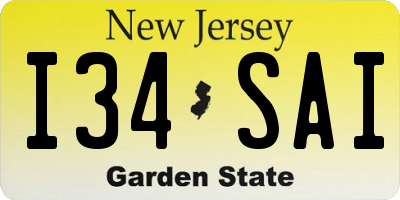 NJ license plate I34SAI