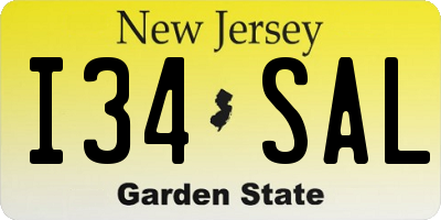 NJ license plate I34SAL