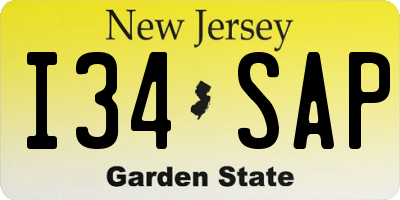 NJ license plate I34SAP