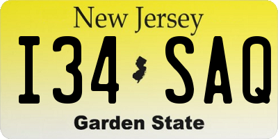 NJ license plate I34SAQ