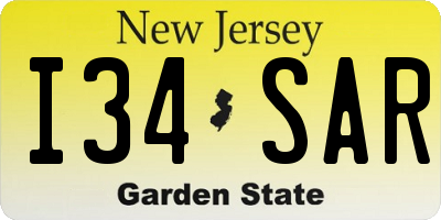NJ license plate I34SAR