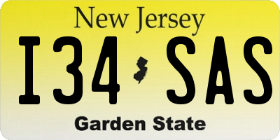 NJ license plate I34SAS