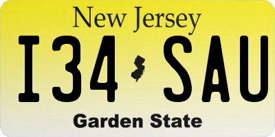 NJ license plate I34SAU