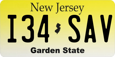 NJ license plate I34SAV