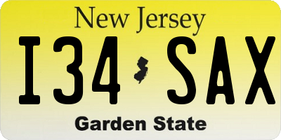 NJ license plate I34SAX