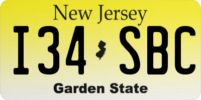 NJ license plate I34SBC