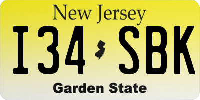 NJ license plate I34SBK