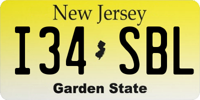 NJ license plate I34SBL