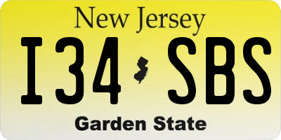 NJ license plate I34SBS