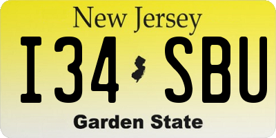 NJ license plate I34SBU