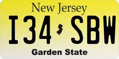 NJ license plate I34SBW