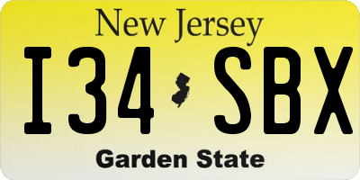 NJ license plate I34SBX