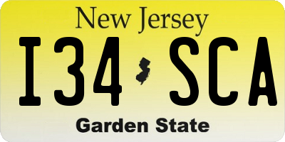 NJ license plate I34SCA
