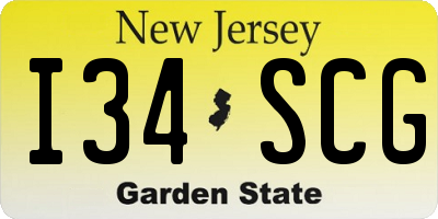 NJ license plate I34SCG
