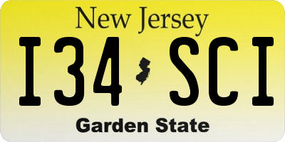 NJ license plate I34SCI