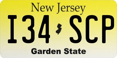 NJ license plate I34SCP
