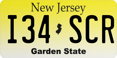 NJ license plate I34SCR