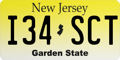 NJ license plate I34SCT