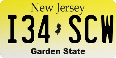 NJ license plate I34SCW