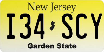 NJ license plate I34SCY