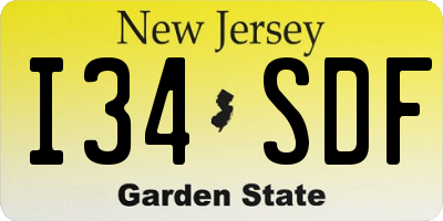 NJ license plate I34SDF