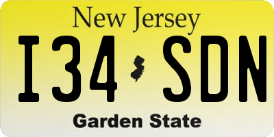 NJ license plate I34SDN