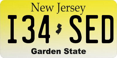 NJ license plate I34SED