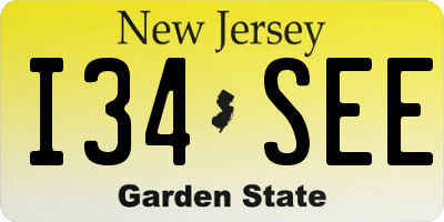 NJ license plate I34SEE
