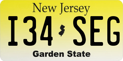 NJ license plate I34SEG