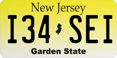 NJ license plate I34SEI