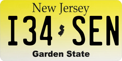 NJ license plate I34SEN