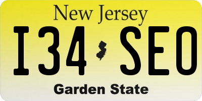 NJ license plate I34SEO