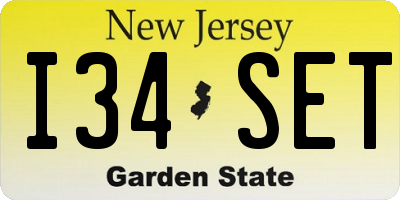 NJ license plate I34SET
