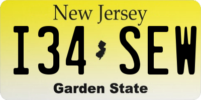 NJ license plate I34SEW