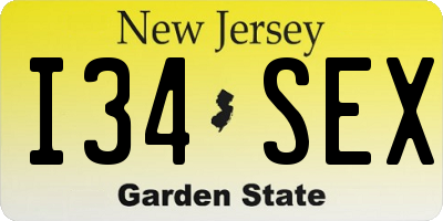 NJ license plate I34SEX