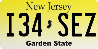NJ license plate I34SEZ
